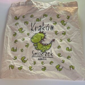 Cute reusable shopping bag Poland Krakow Dinosaur Tote Bag